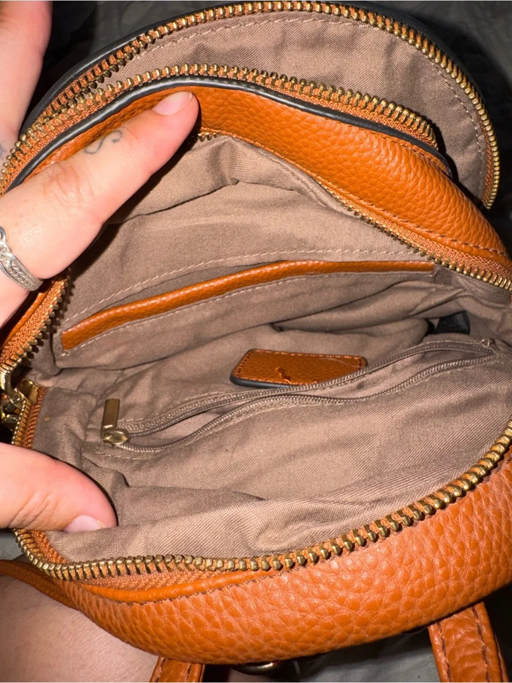 Women's Brown Pebbled Leather Mini Backpack - Unbranded
